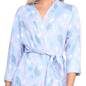 NWT light blue and pink flamingo bathrobe super comfy & cozy